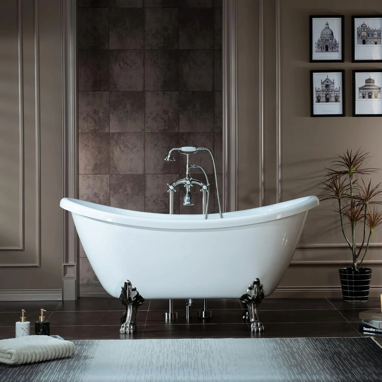 WOODBRIDGE BTA1540-B/N-Feet Drain  B/N-Faucet Bathtub, Brushed Nickel