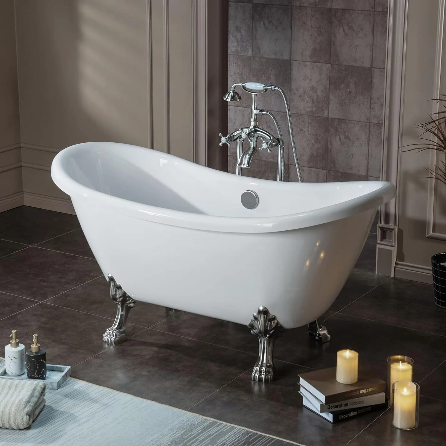 WOODBRIDGE BTA1540-B/N-Feet Drain  B/N-Faucet Bathtub, Brushed Nickel