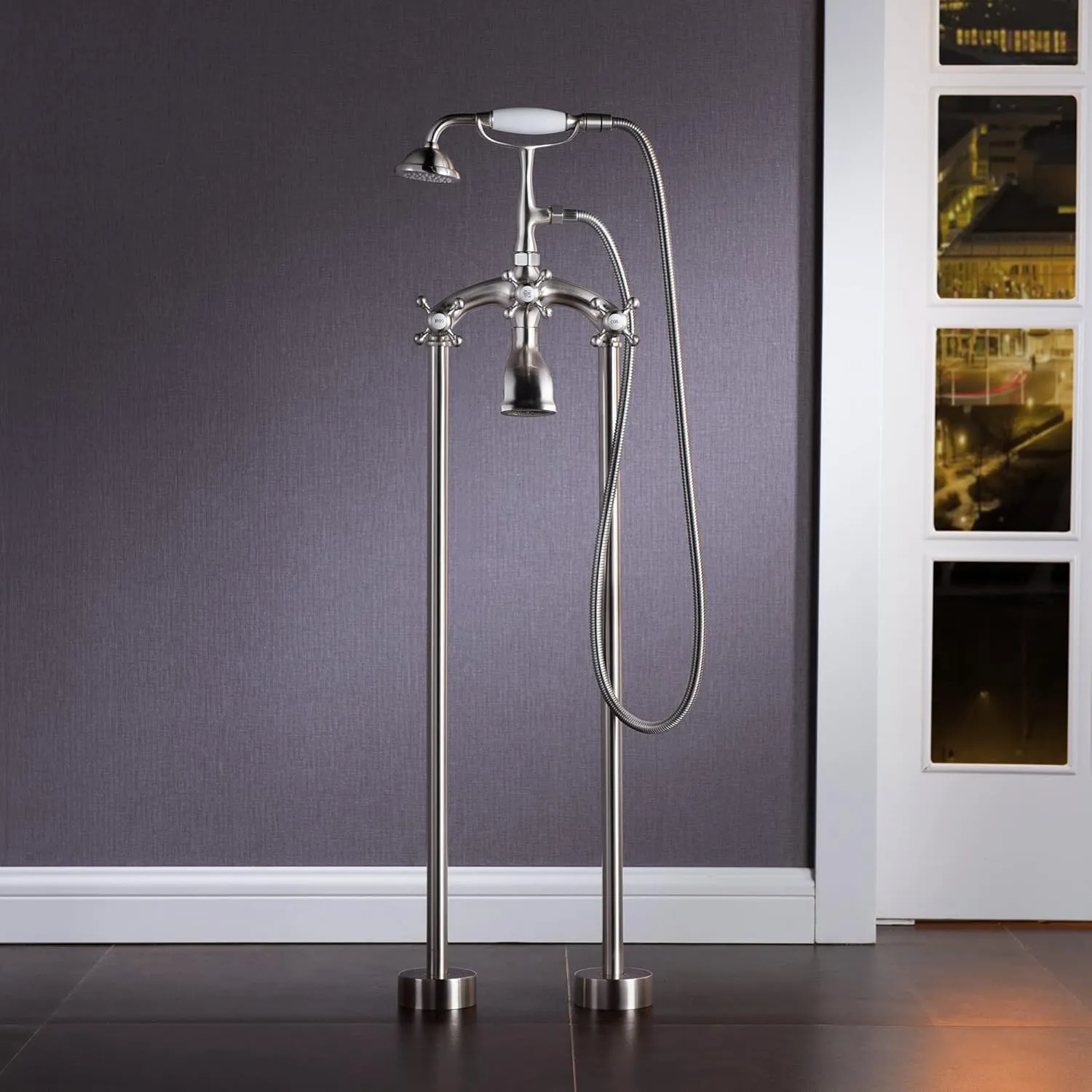 WOODBRIDGE BTA1540-B/N-Feet Drain  B/N-Faucet Bathtub, Brushed Nickel