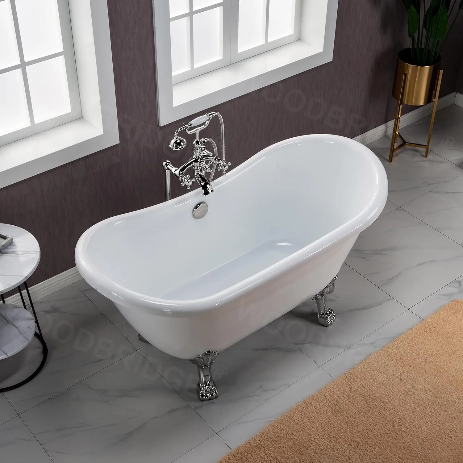 WOODBRIDGE BTA1540-B/N-Feet Drain  B/N-Faucet Bathtub, Brushed Nickel