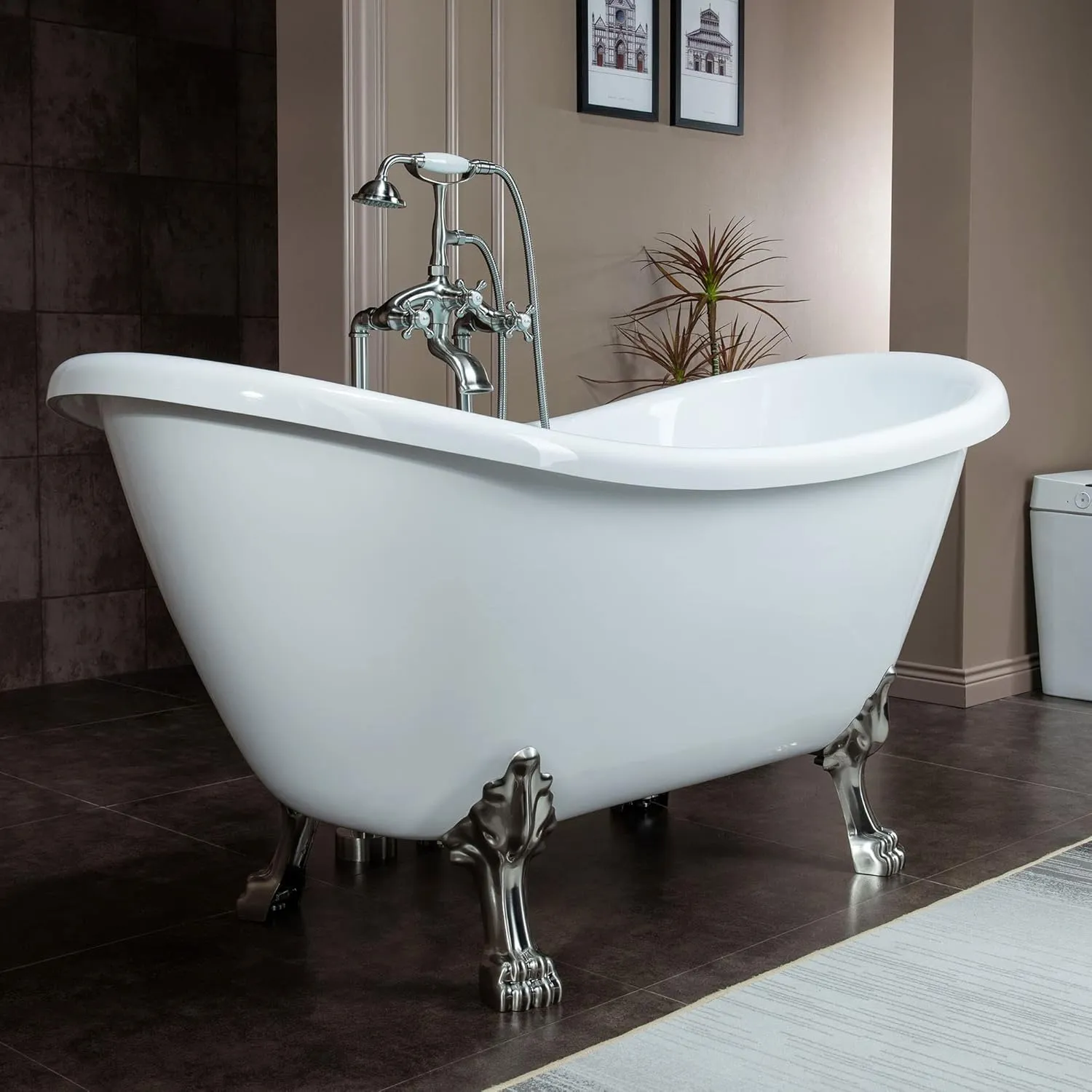 WOODBRIDGE BTA1540-B/N-Feet Drain  B/N-Faucet Bathtub, Brushed Nickel