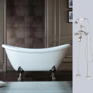 WOODBRIDGE BTA1540-B/N-Feet Drain  B/N-Faucet Bathtub, Brushed Nickel