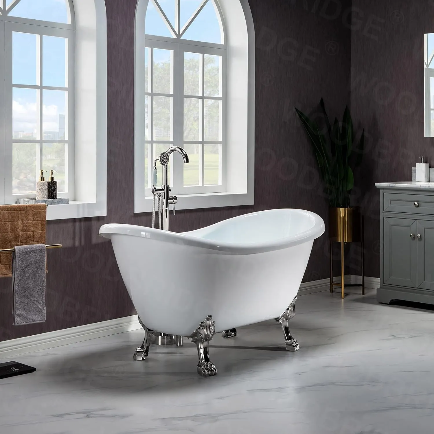 WOODBRIDGE BTA1540-B/N-Feet Drain  B/N-Faucet Bathtub, Brushed Nickel