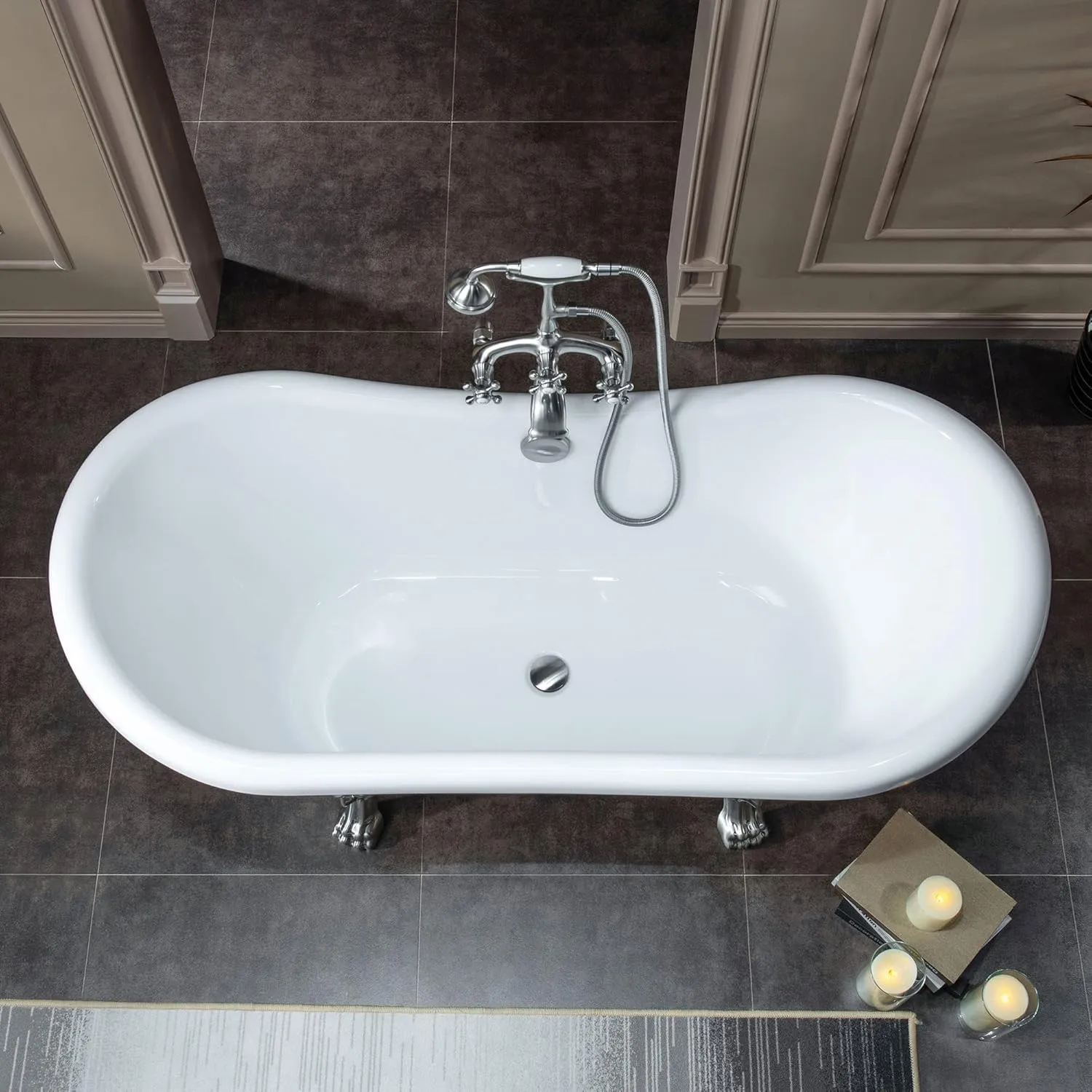 WOODBRIDGE BTA1540-B/N-Feet Drain  B/N-Faucet Bathtub, Brushed Nickel