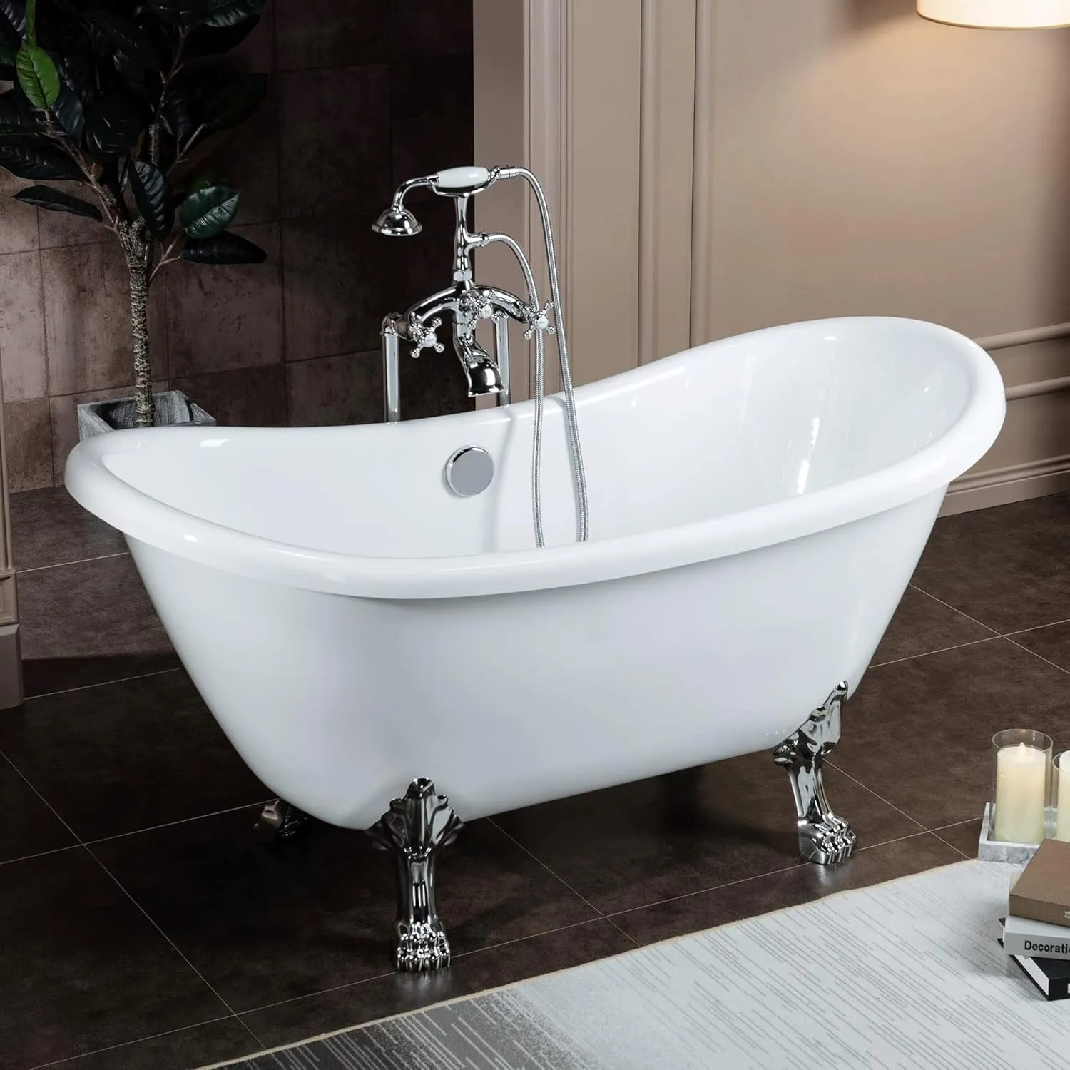 WOODBRIDGE BTA1540-C-Feet  C-Drain  C-Faucet Bathtub, Chrome
