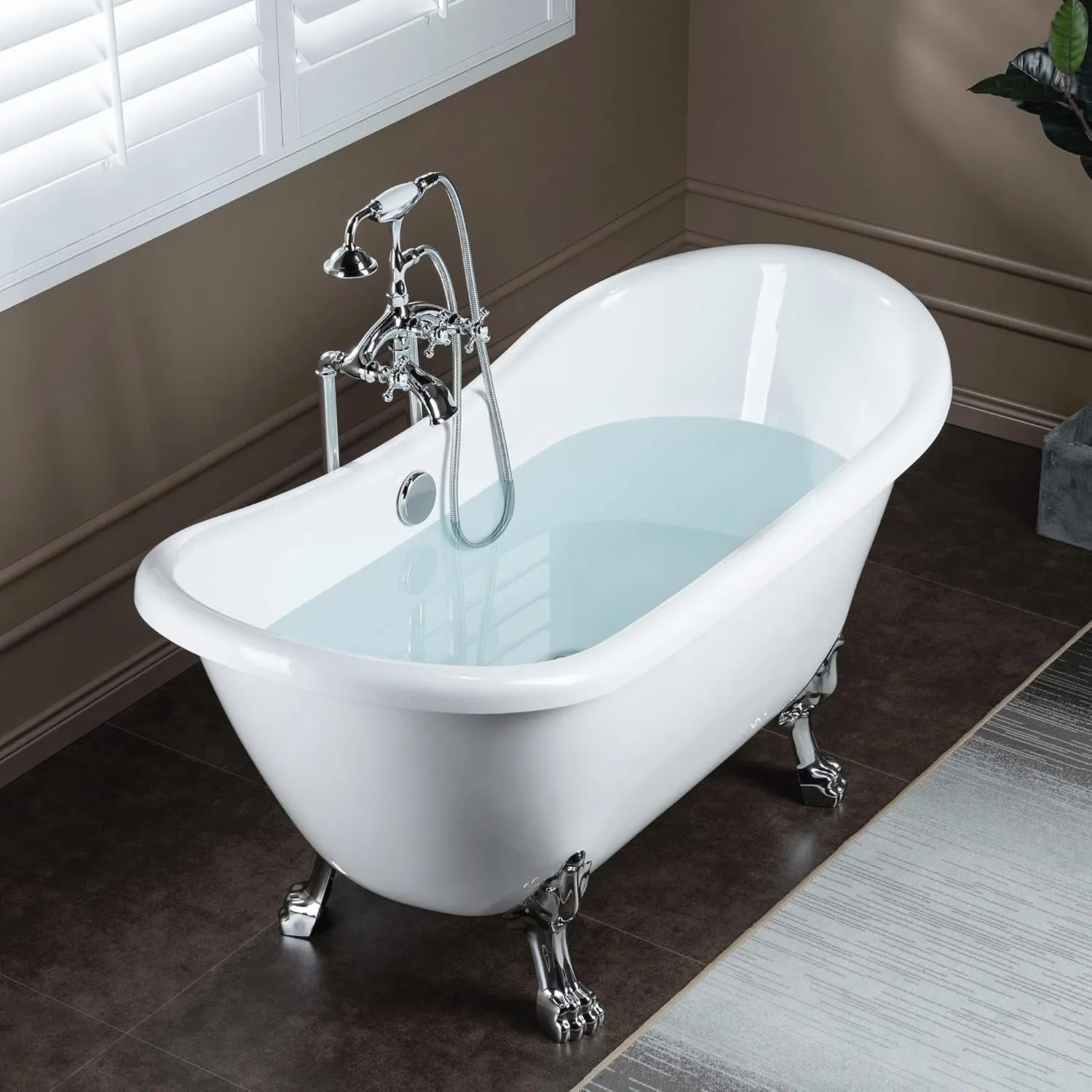 WOODBRIDGE BTA1540-C-Feet  C-Drain  C-Faucet Bathtub, Chrome