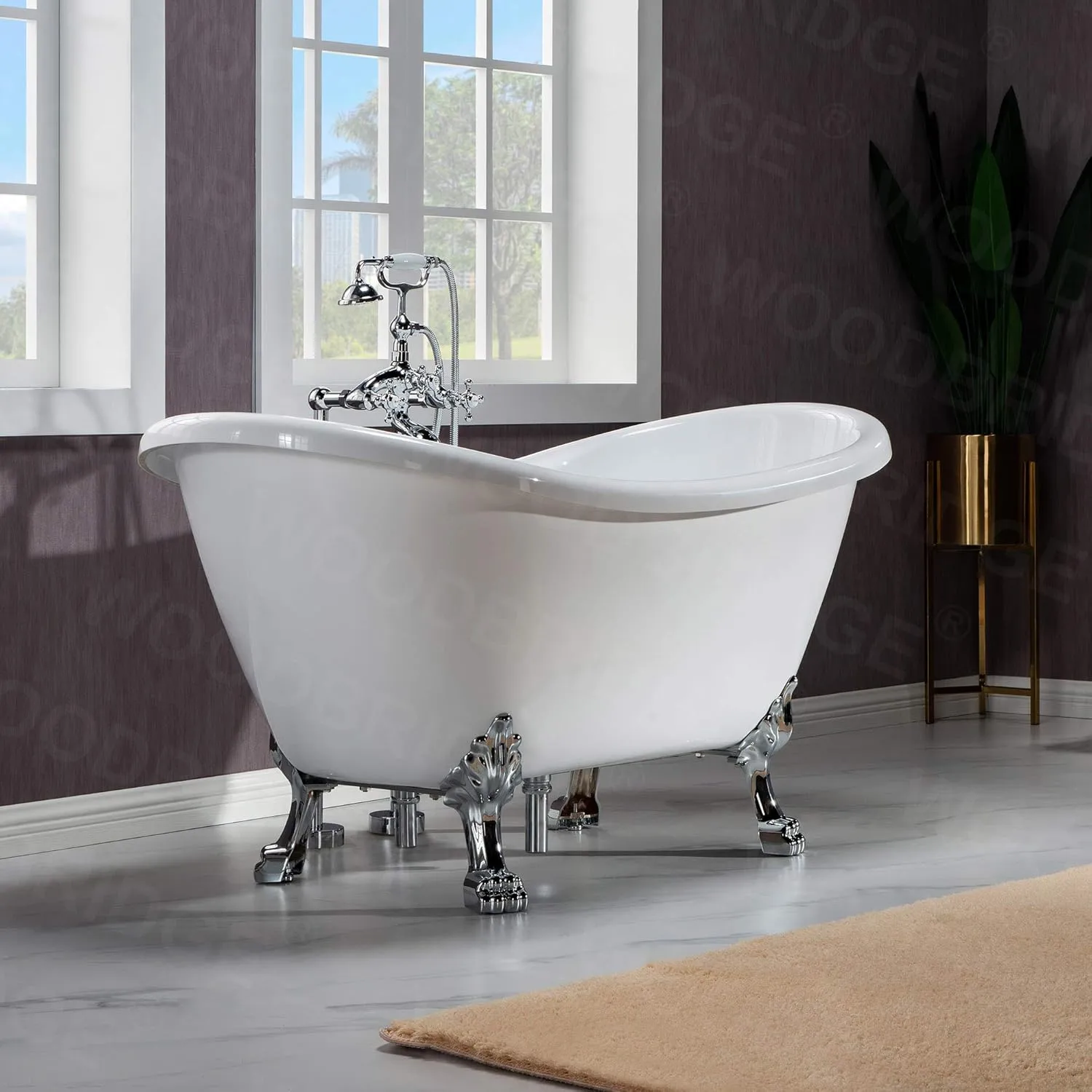 WOODBRIDGE BTA1540-C-Feet  C-Drain  C-Faucet Bathtub, Chrome