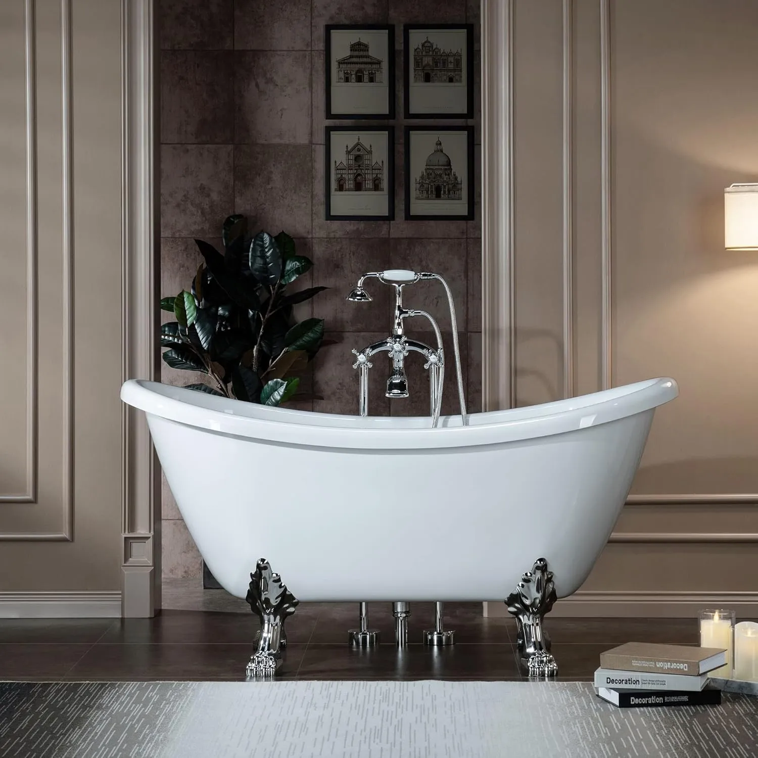 WOODBRIDGE BTA1540-C-Feet  C-Drain  C-Faucet Bathtub, Chrome