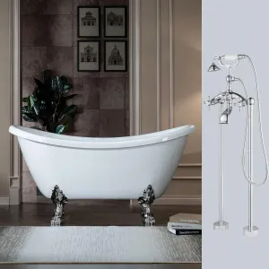 WOODBRIDGE BTA1540-C-Feet  C-Drain  C-Faucet Bathtub, Chrome