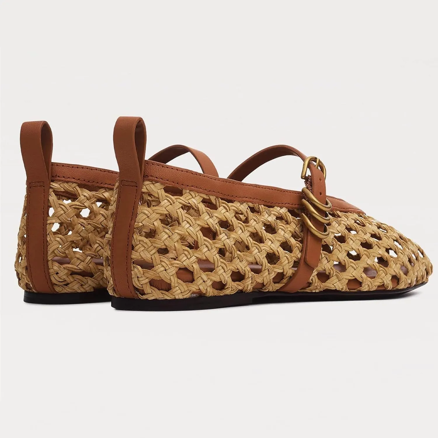 Woven Ballet Flats for Women Cute Raffia Mary Janes Bow Elastic Strap Summer Straw Comfortable Casual Dressy Shoes
