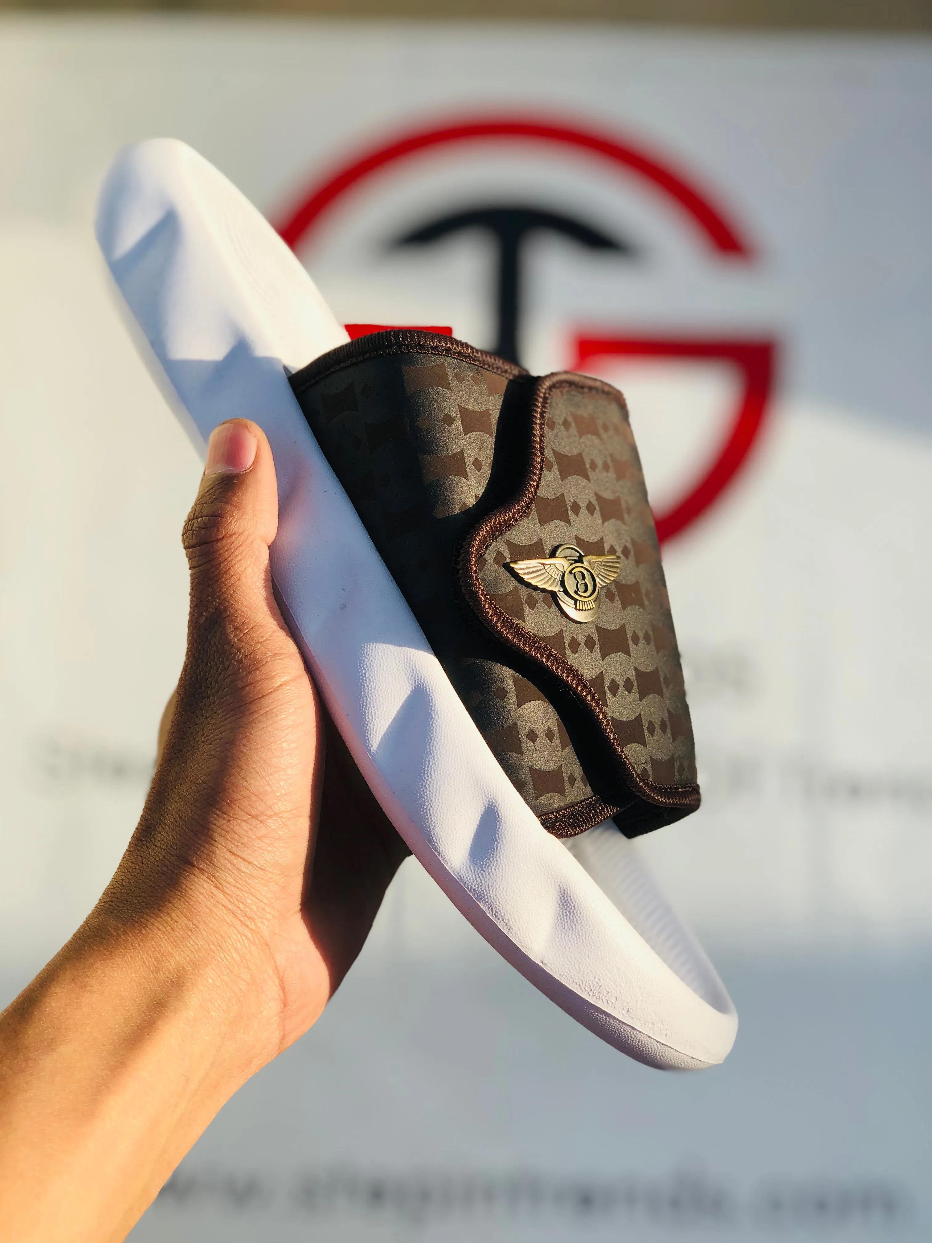 X sport Slippers-Brown-white