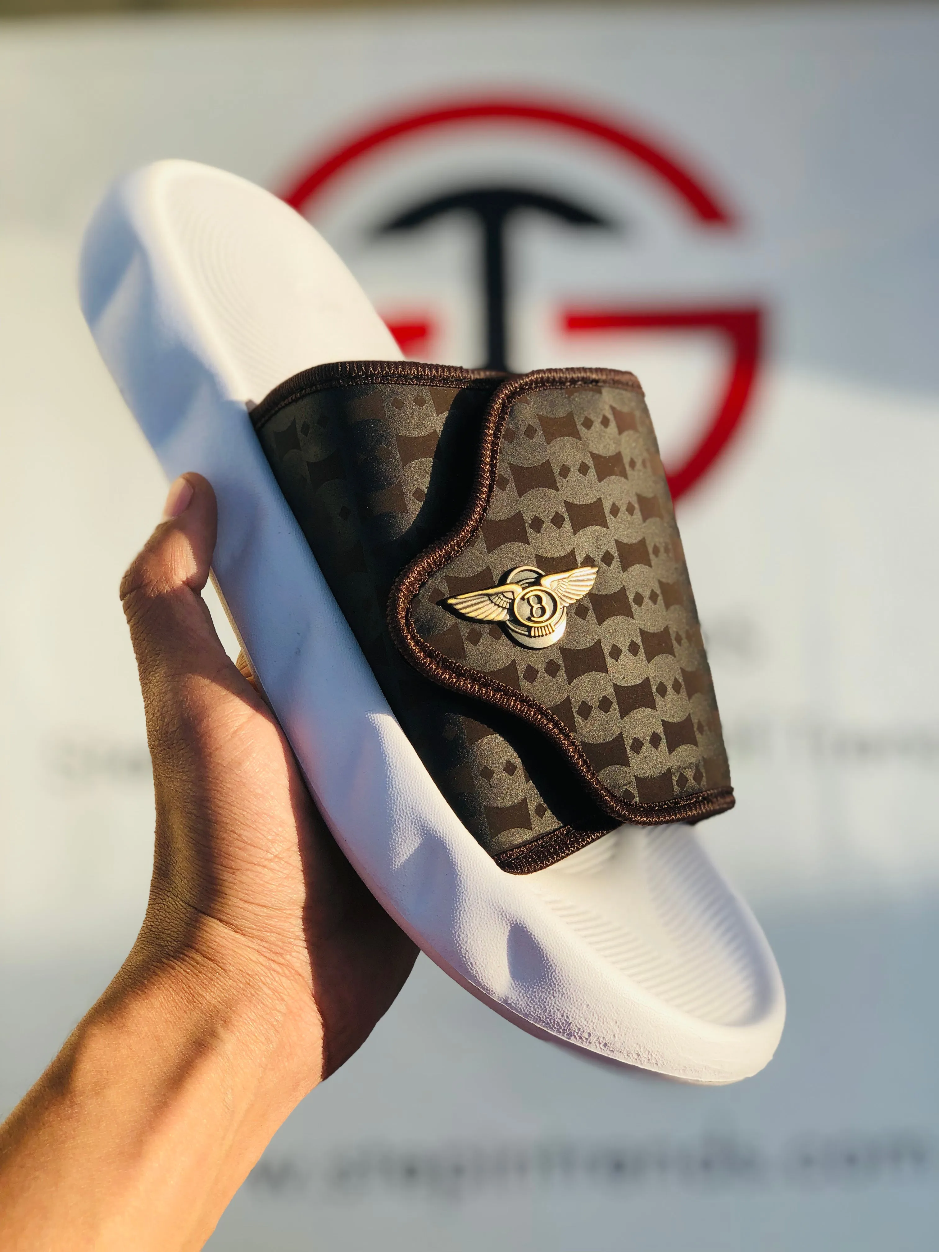 X sport Slippers-Brown-white