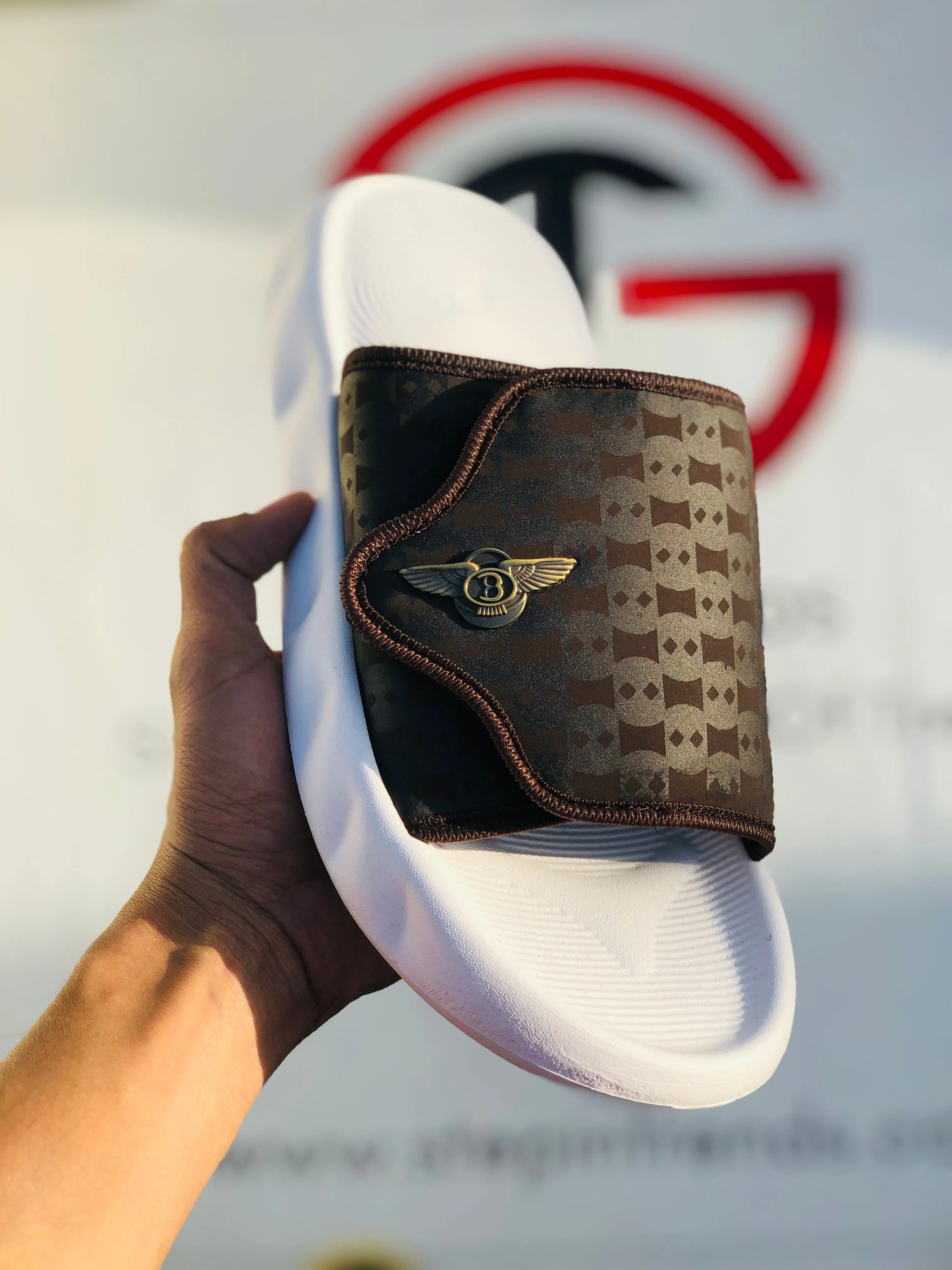 X sport Slippers-Brown-white