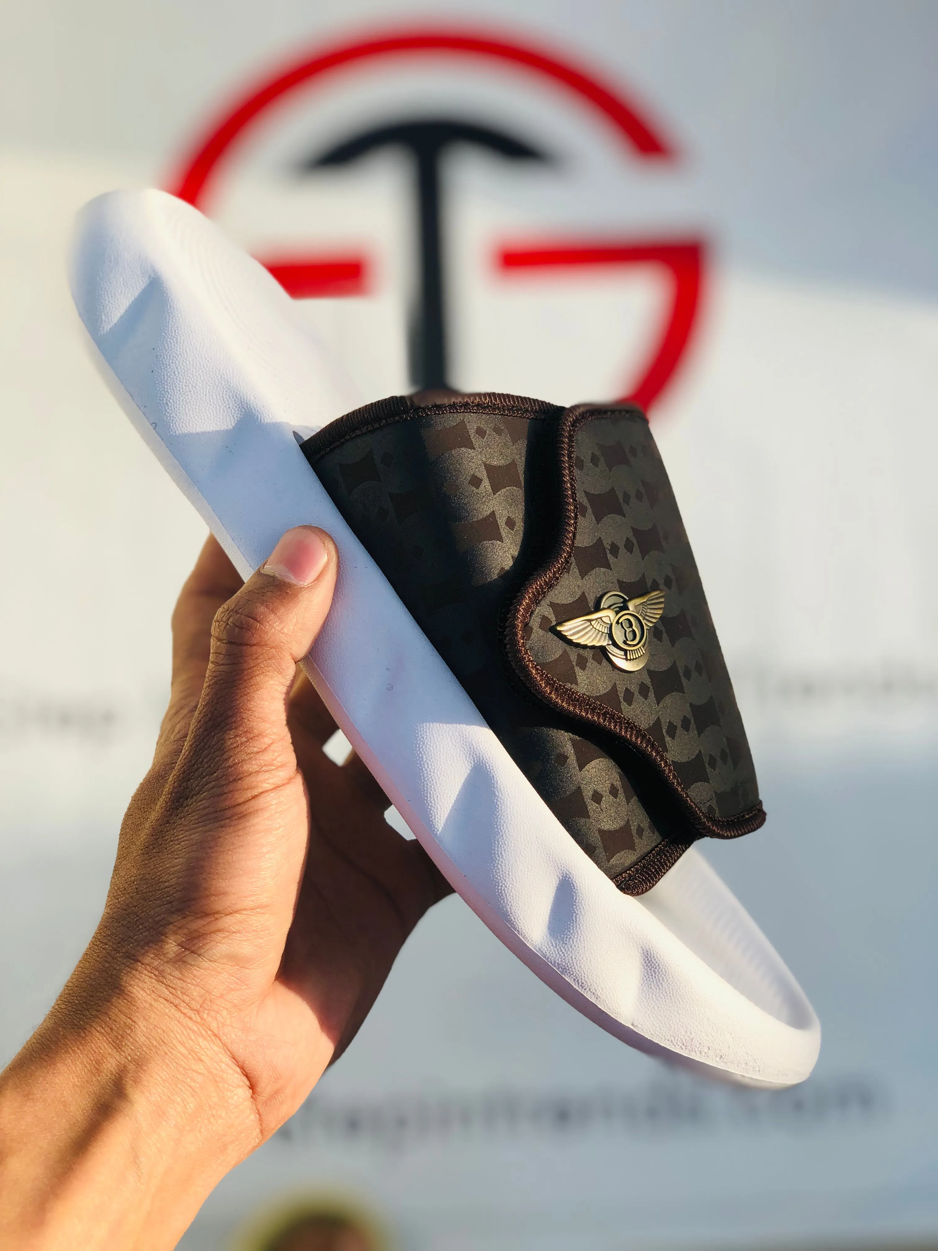 X sport Slippers-Brown-white