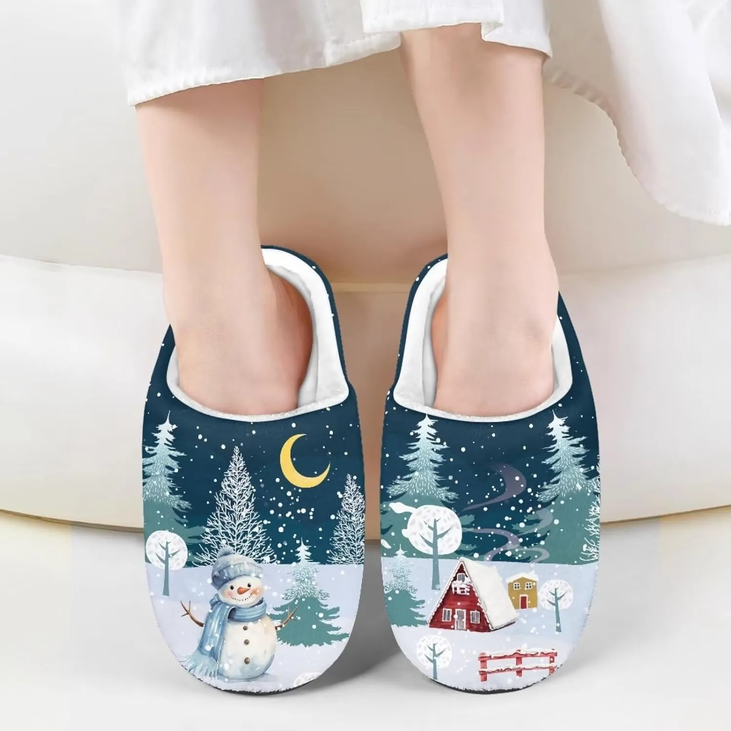 Xpyiqun Christmas Slippers Kids House Shoes Size 9-14.5 Home Slipper Fuzzy Warm Winter Shoe