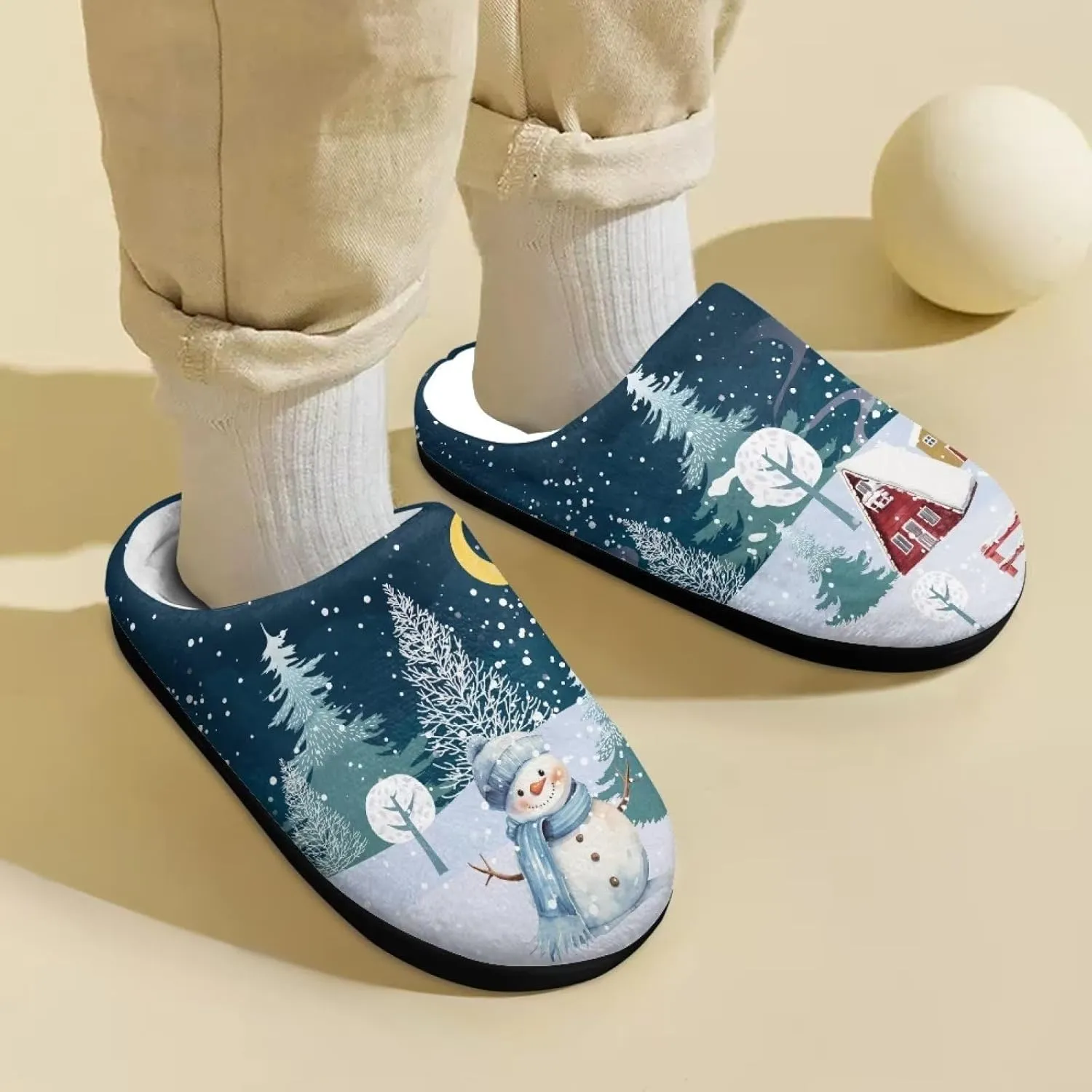 Xpyiqun Christmas Slippers Kids House Shoes Size 9-14.5 Home Slipper Fuzzy Warm Winter Shoe