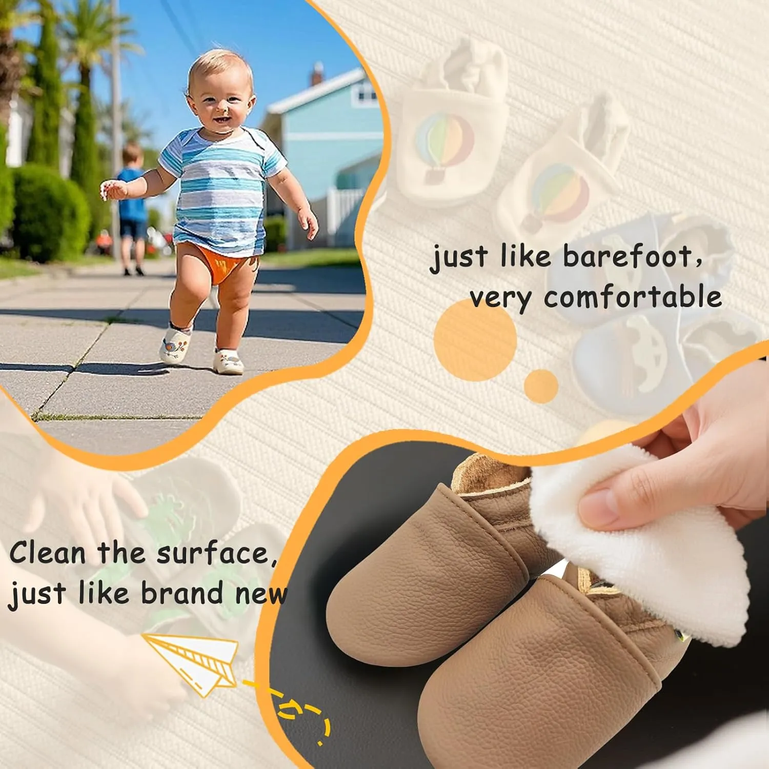 YALION Baby Soft Leather Shoes Suede Sole Infant Toddler First Walking Sports Crib Moccasins