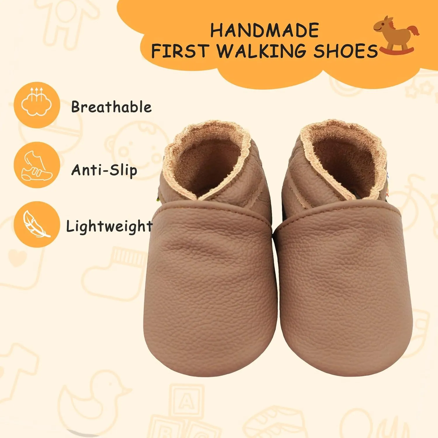 YALION Baby Soft Leather Shoes Suede Sole Infant Toddler First Walking Sports Crib Moccasins
