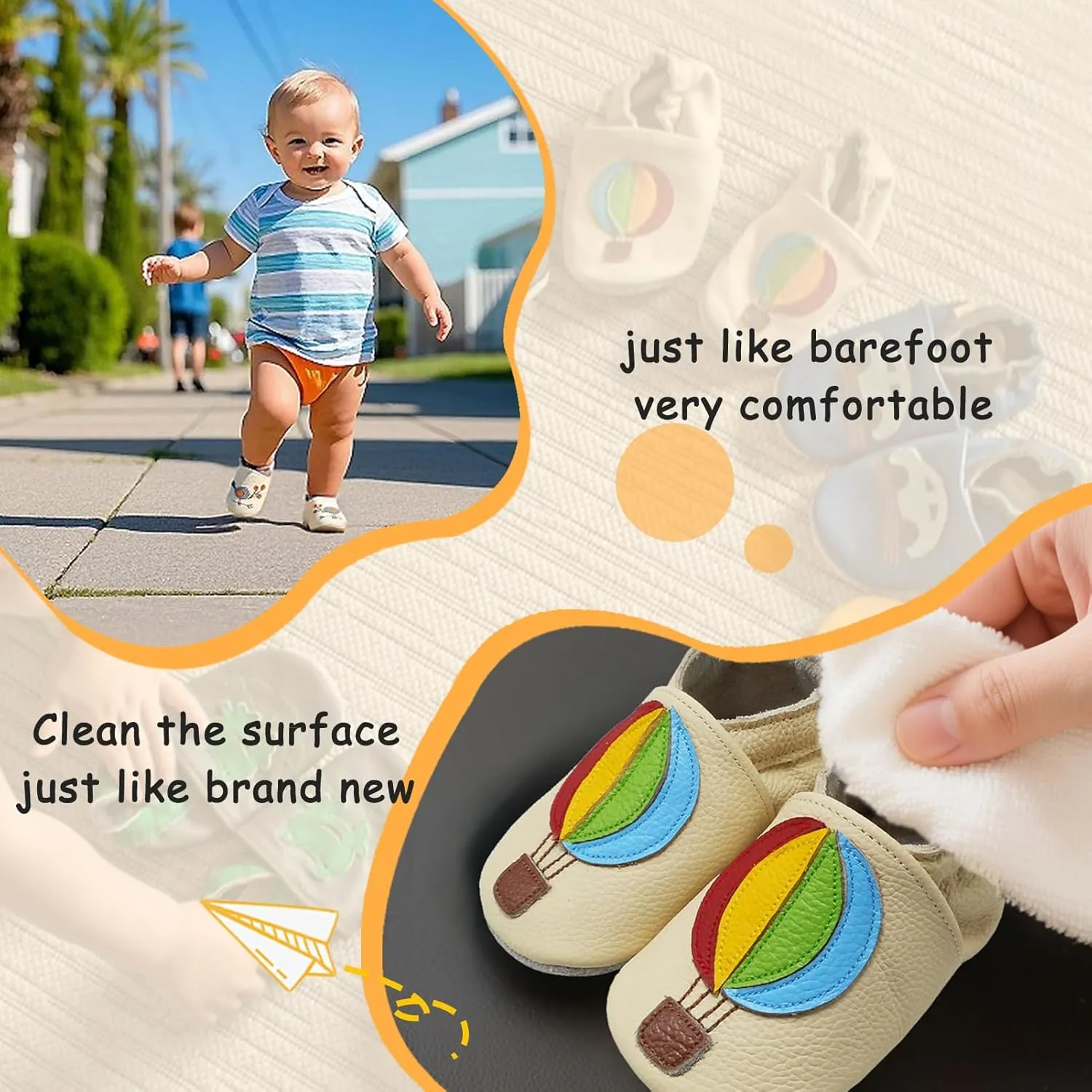 YALION Baby Soft Leather Shoes Suede Sole Infant Toddler First Walking Sports Crib Moccasins