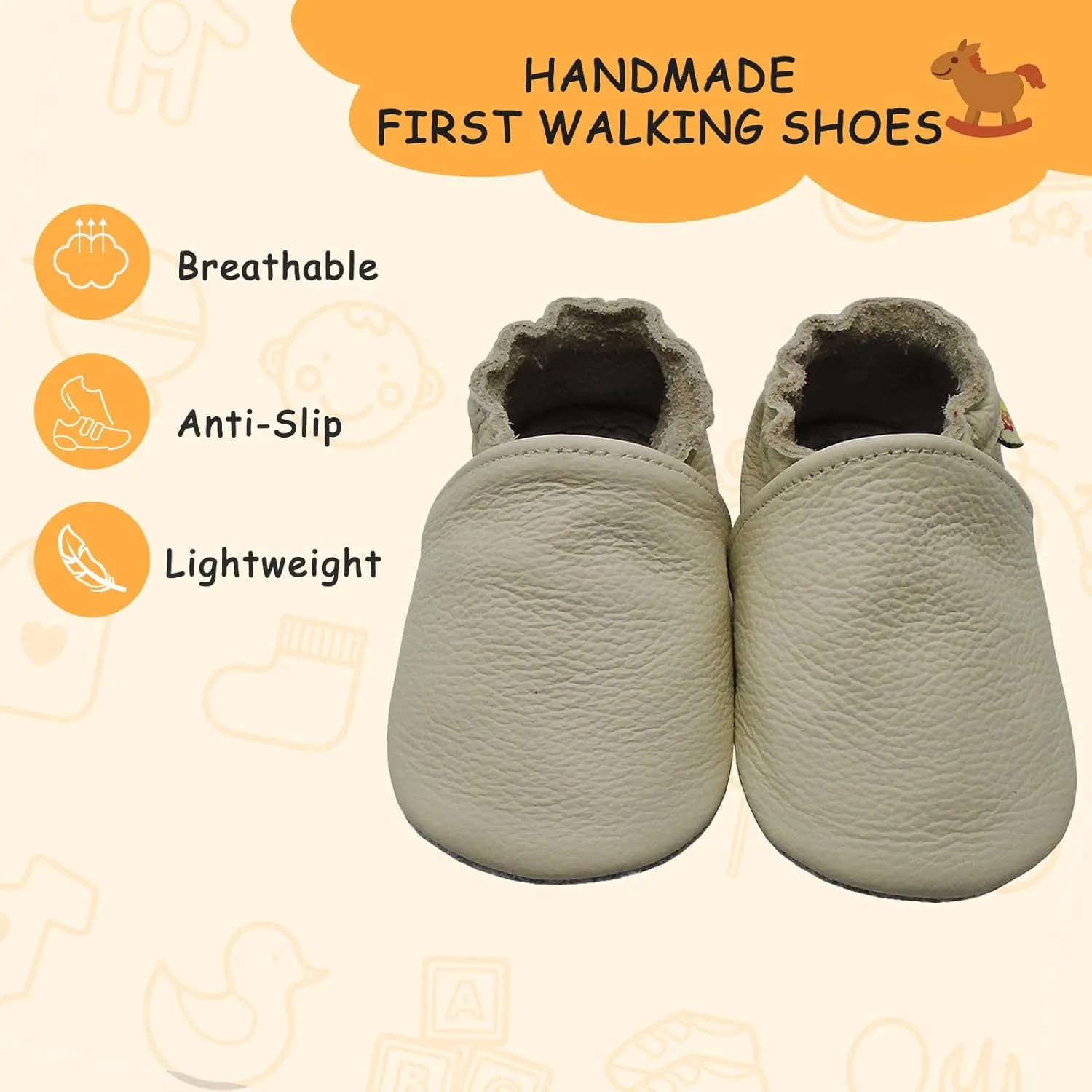 YALION Soft Leather Baby Shoes Moccasins Slip-on Boys Girls Slippers with Elastic Ankle, Anti-Slip First Walking Crib Shoes for Infant Toddlers