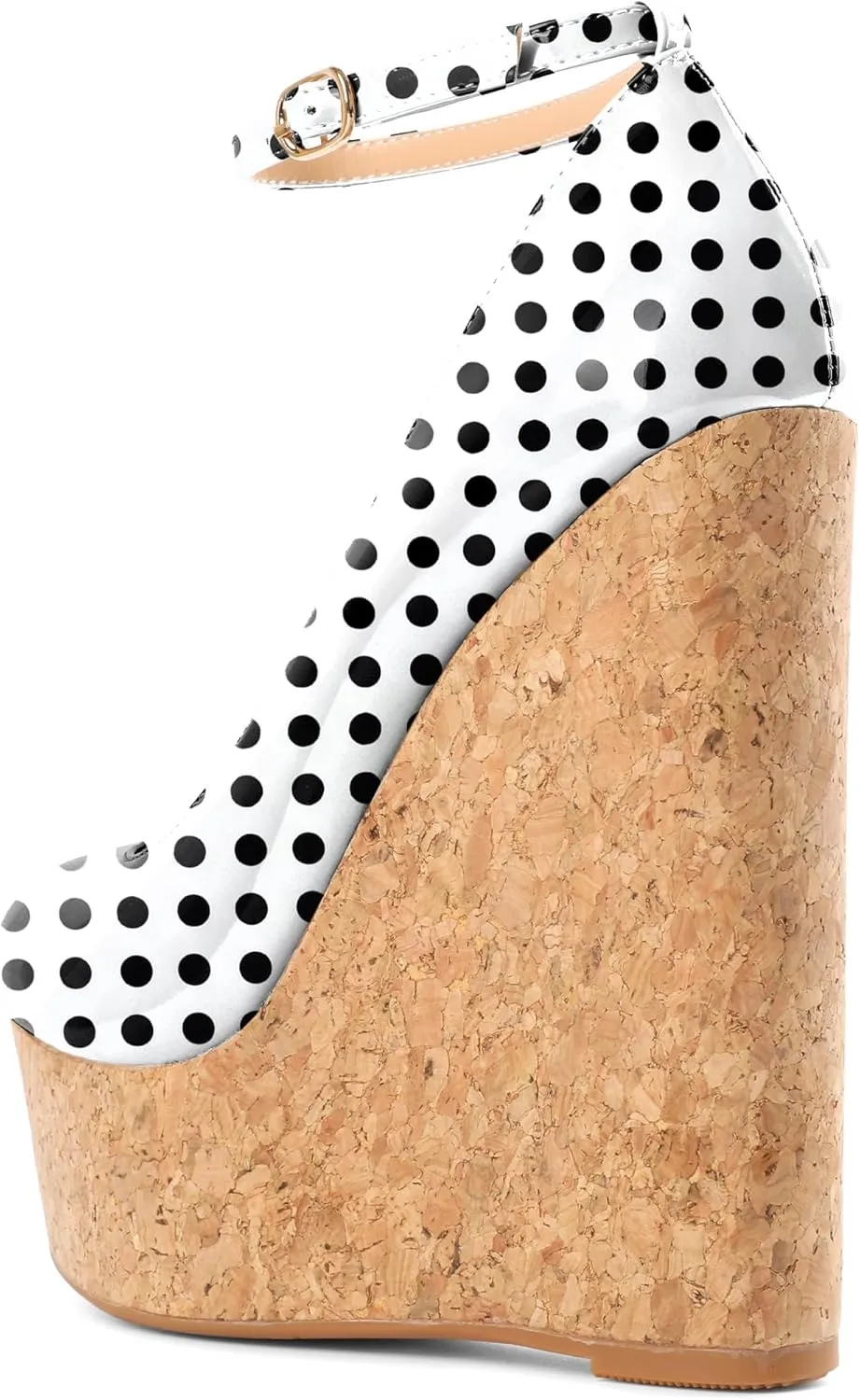 YODEKS Wedges for Women Closed Round Toe Ankle Strap Platform High Heel Wedge Pumps 6 Inches Dress Shoes