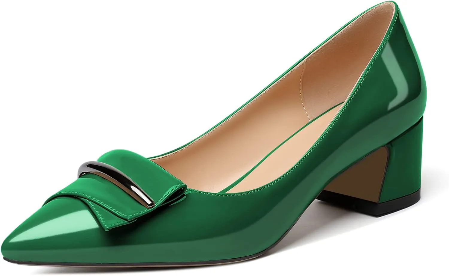 YODEKS Women's Chunky Heel Pumps Low Block Heel Pointed Toe Slip on Dress Pump Shoes for Work Casual Daily Life Party Dress Shoes