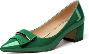 YODEKS Women's Chunky Heel Pumps Low Block Heel Pointed Toe Slip on Dress Pump Shoes for Work Casual Daily Life Party Dress Shoes