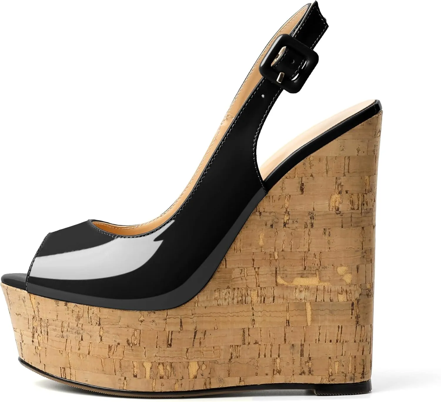 YODEKS Women's Platform Sandals Wedge Heel Peep Toe High Heeled Pumps Platform Wooden Heel Summer Wedge Heels Shoes