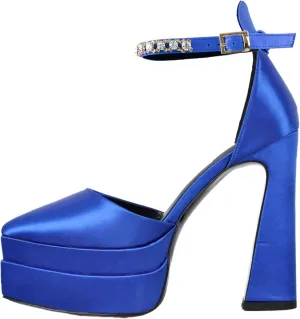 Yolkomo Platform Chunky Heel Pumps for Women Ankle Strap High Block Heel Mary Jane Pumps