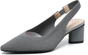 youngshow Pointed Toe Women Pumps, Comfort Slingback Heels with Arch Support, Cute Kitten Heels with Ankle Strap for Womens, Walking Office, Black