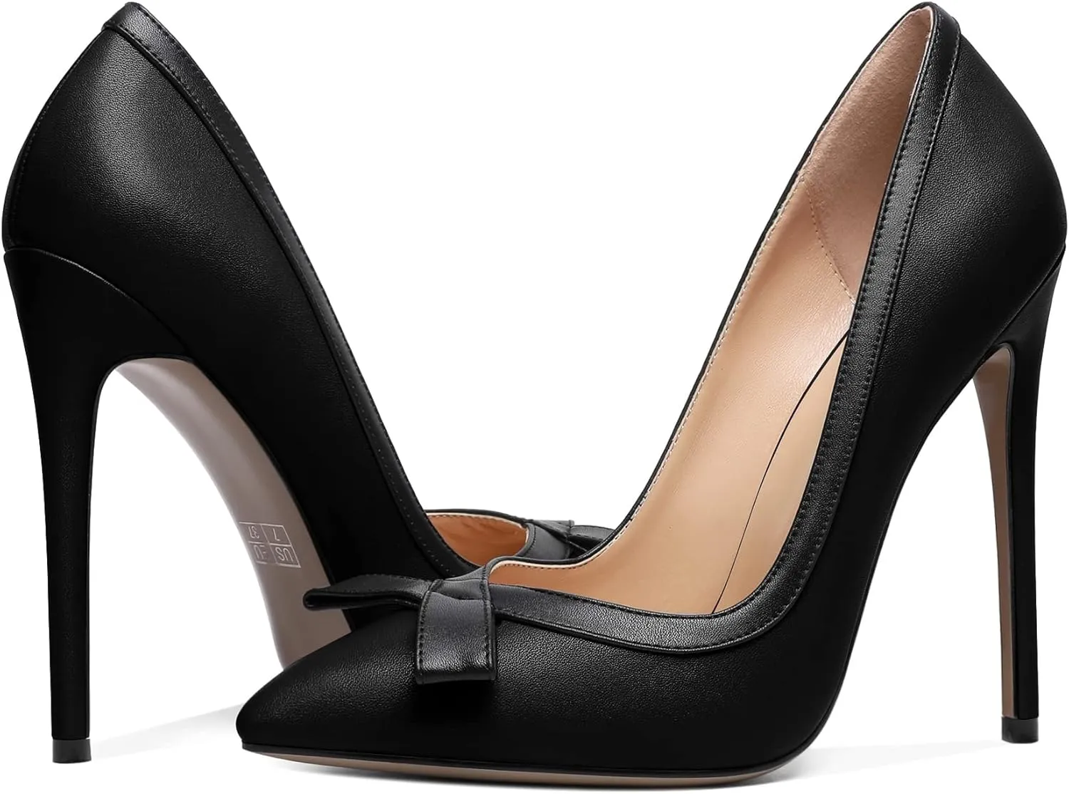 Zamikoo Women's Pointed Toe Slip On High Heel Pumps, Stiletto Heels with Bow, Classic Pumps Shoes for Casual Dress Office Wedding 4.7 Inch Suede Heels