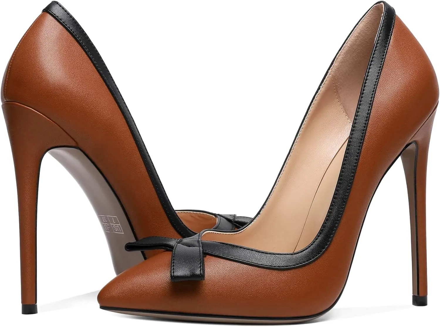 Zamikoo Women's Pointed Toe Slip On High Heel Pumps, Stiletto Heels with Bow, Classic Pumps Shoes for Casual Dress Office Wedding 4.7 Inch Suede Heels